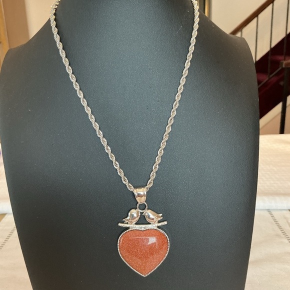Brown Goldstone Pendant Necklace Jewelry - Brown Goldstone Silver Tone Pendant Necklace